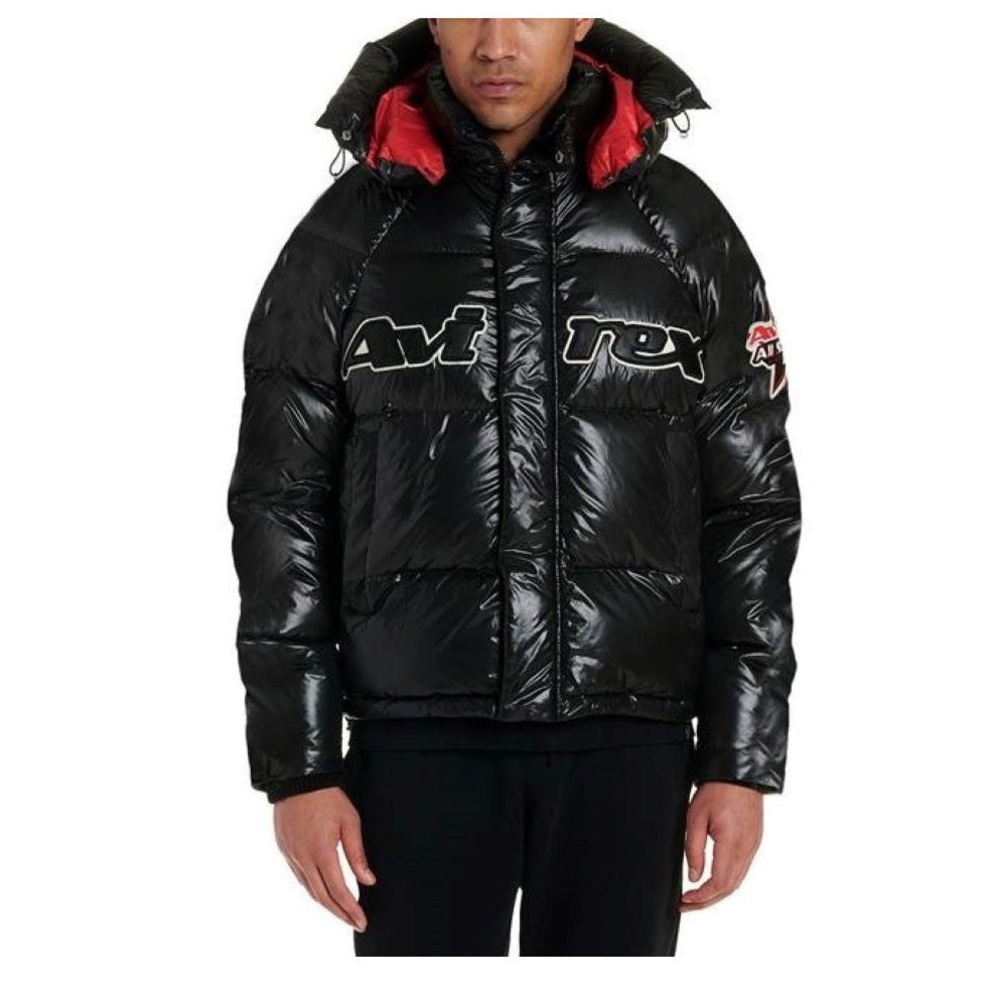 Avirex Mens All-Star Hooded Parka Jacket AVF201O50-001 Jet Black